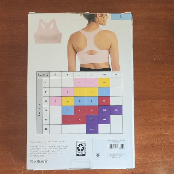 Pink Seamless Racerback Sports Bra Light Support - Picture 2 of 2